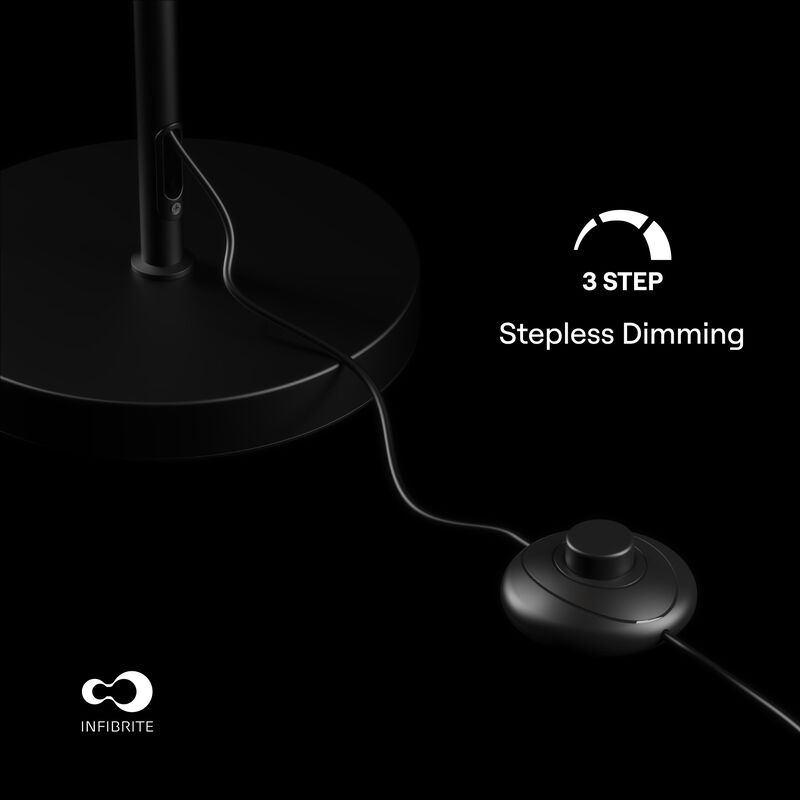 Modern Elegance 12W LED Floor Lamp 59 in 3000K Soft White - Loop Design in Matte Black and Rose Gold