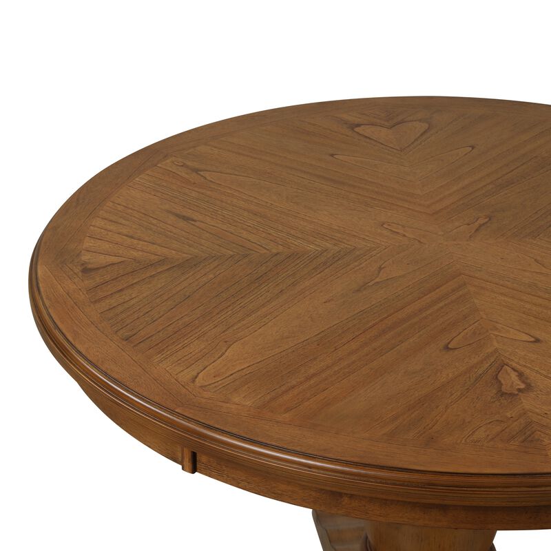 Dinie Dining Table, Classic Turned Base, Chestnut Brown Wood 48 Inch - Benzara image number 3