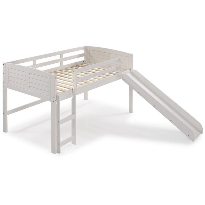 Donco Kids Twin Louver Low Loft White W/Slide