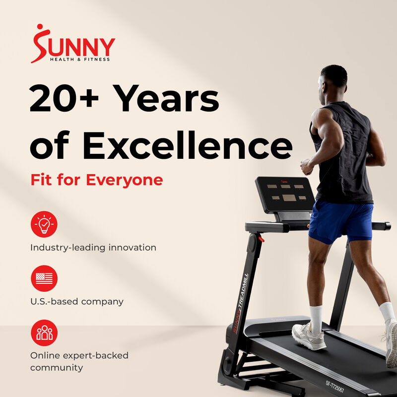 Sunny Health & Fitness Platinum Smart One-Click Fold Wi-Fi Treadmill with Auto Incline and SunnyFit App for Trainer-Led Workouts & Performance Tracking image number 8