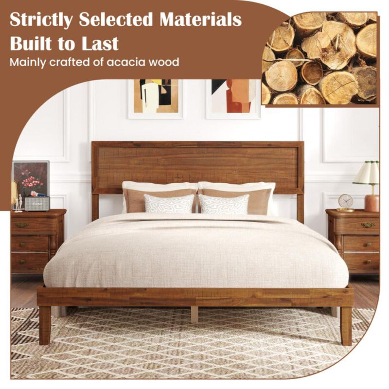 Hivvago Bed Frame with Headboard and Wooden Slats Support-Queen Size