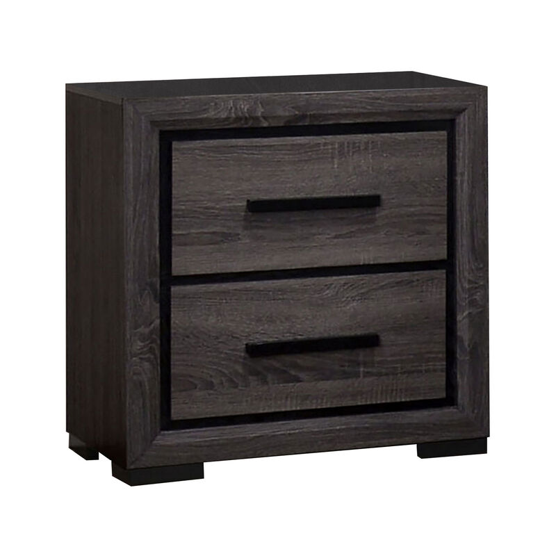 Queen Bedroom Set in Gray & Black Wood &ndash; 2 Piece Set with Nightstand image number 4