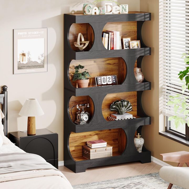 Tribesigns 71" Bookshelf, 4-Tier S-Shaped Bookcase