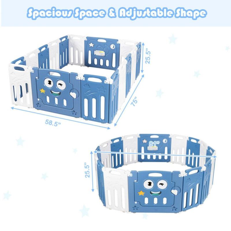 Hivvago 16-Panel Foldable Baby Playpen Kids Activity Centre