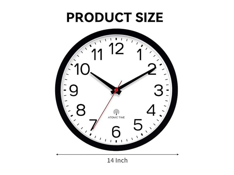 Atomic Black Wall Clock 14 Inch Battery Operated Living Room Decor image number 2