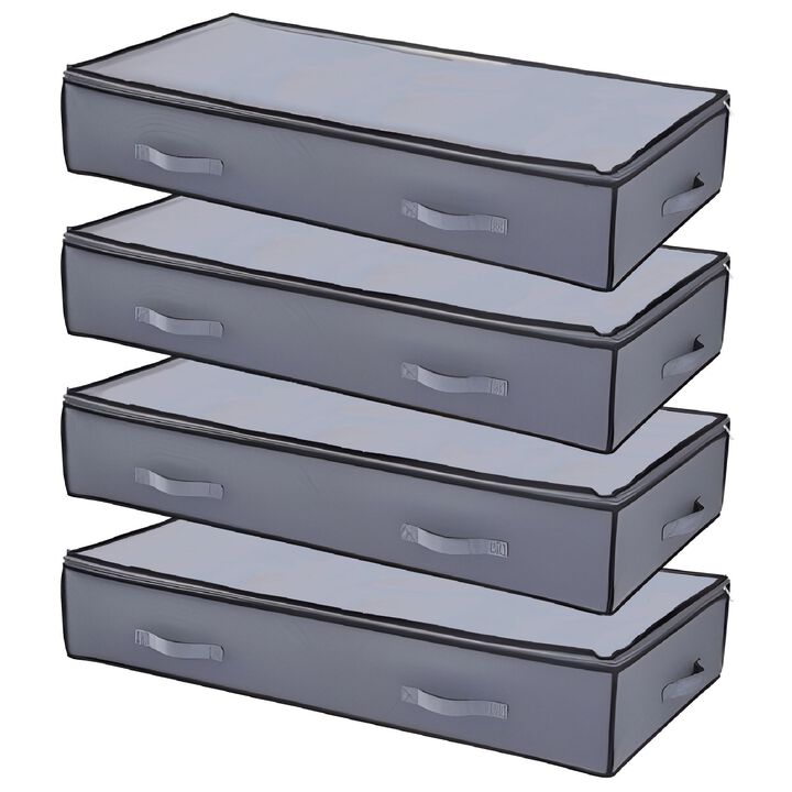 4 Pack Under Bed Storage Containers with Clear Lids for Clothes and Shoes