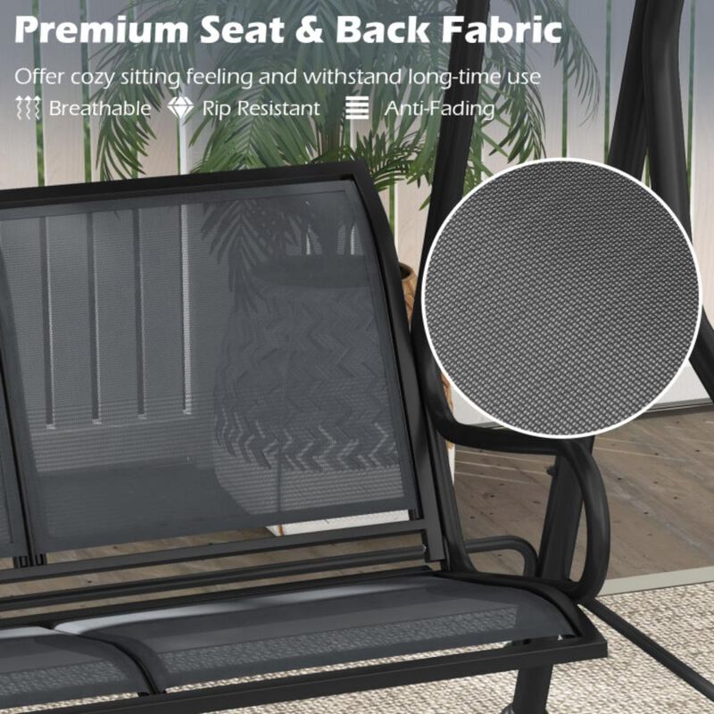 Hivvago 3-Seat Outdoor Porch Canopy Swing with Adjustable Shading