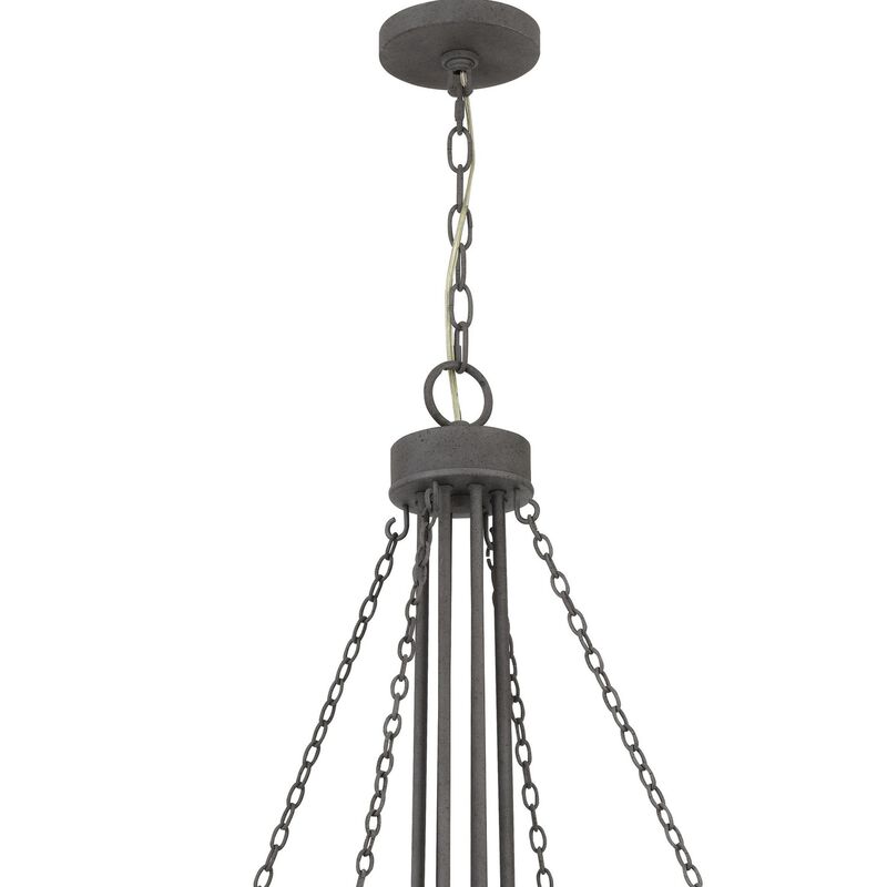 Nexy 29 Inch Chandelier, 8 Light Bulb Sockets, Gray Metal Cage Design - Benzara