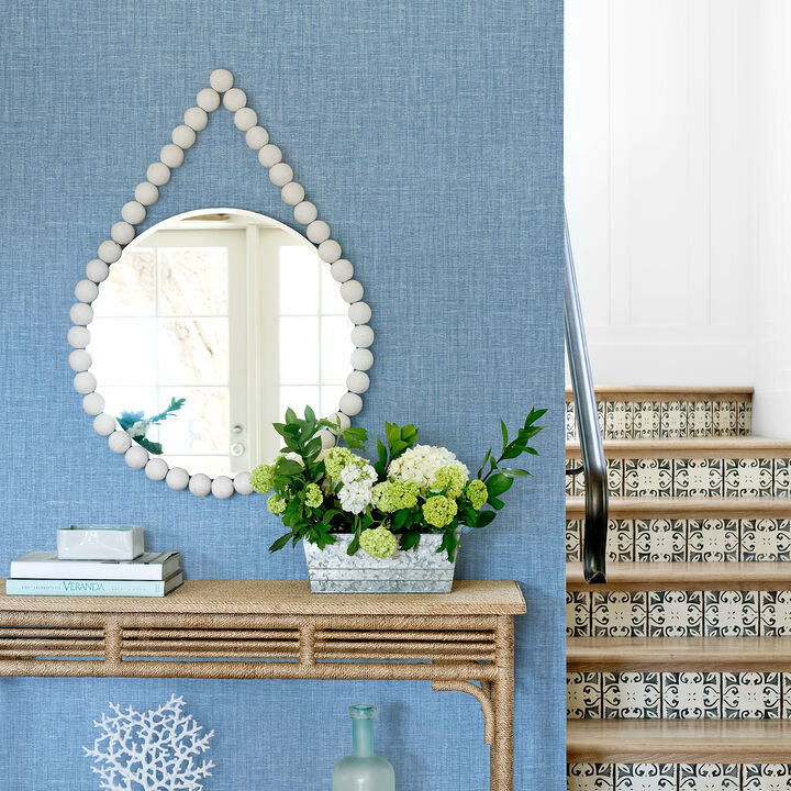 Jocelyn Blue Faux Fabric Wallpaper