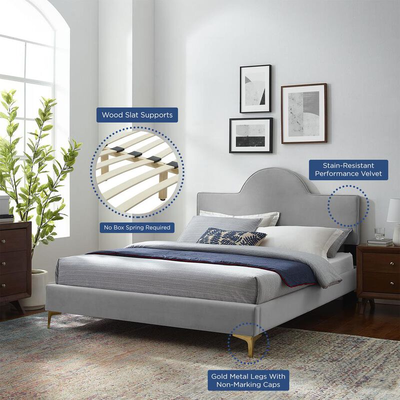 Sunny Performance Velvet Full Bed - Light Gray MOD-7028-LGR image number 7