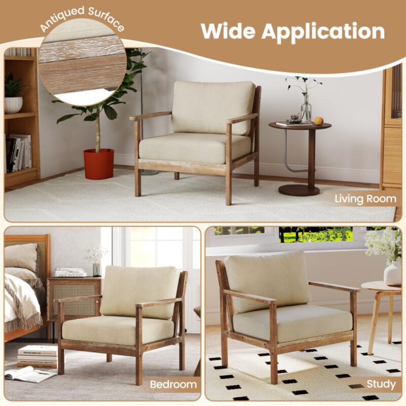 Hivvago Modern Accent Chair with Solid Rubber Wood Armrests