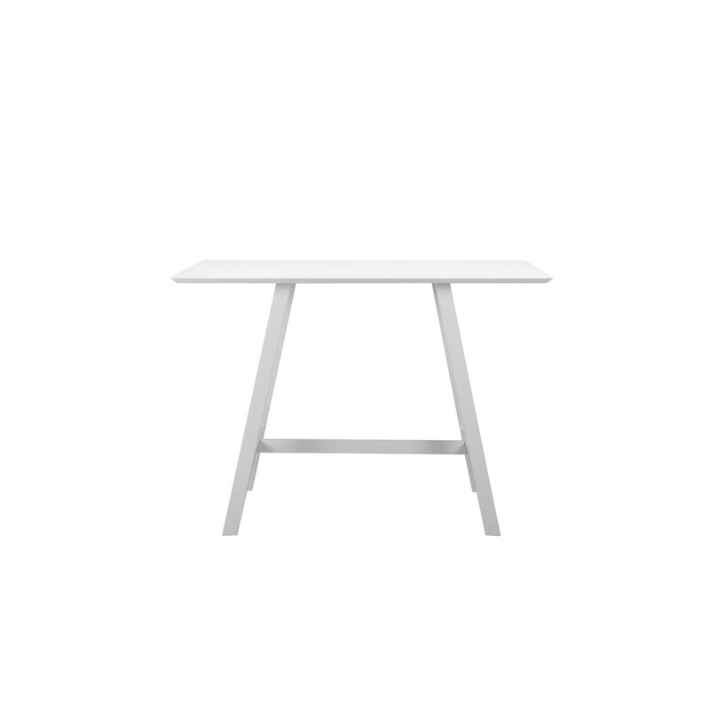 Keli 43 Inch Bar Table, Classic White Aluminum Frame, Rectanglular Top-Benzara