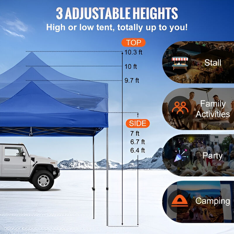 Instant Pop Up Patio Canopy with Sidewalls and Wheels, Waterproof Party Shelter