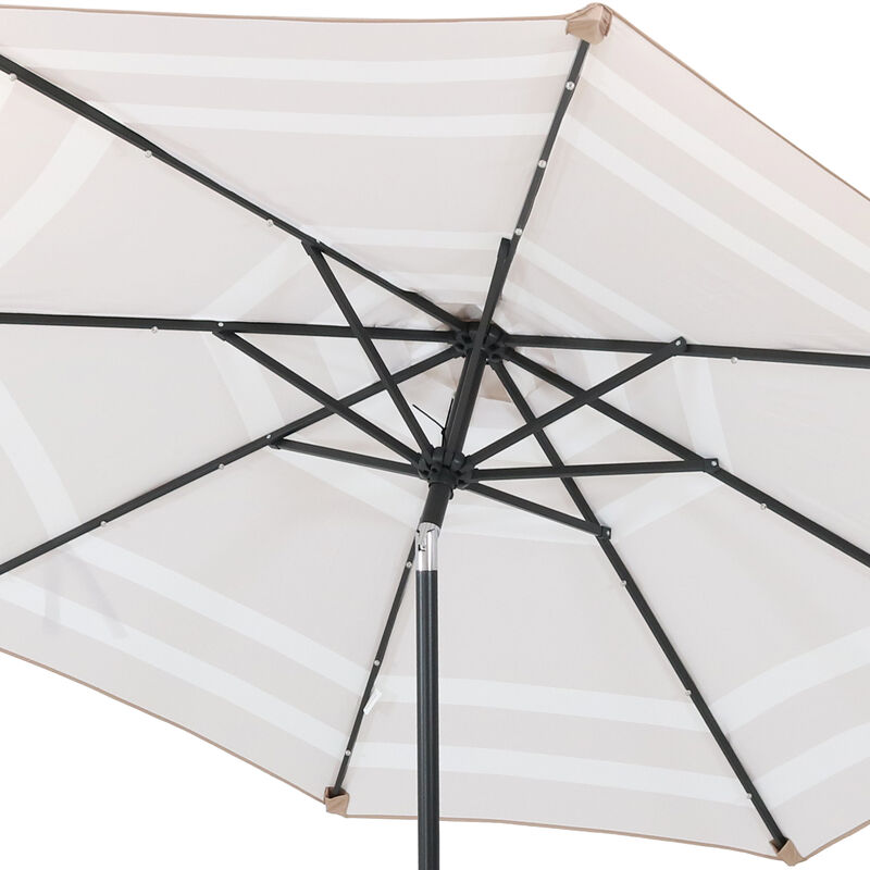 Sunnydaze 9 ft Solar Patio Umbrella with Lights, Tilt, and Crank