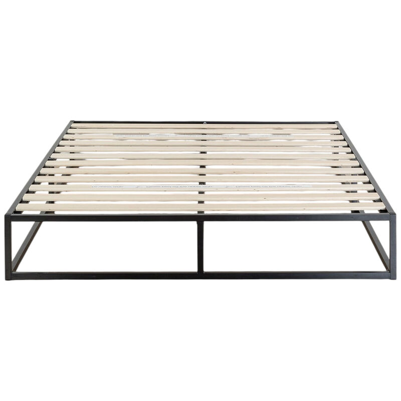 Minimalist Low Profile Metal Bed Frame &ndash; Platform Style with Durable Wood Slats and Clean Modern Look