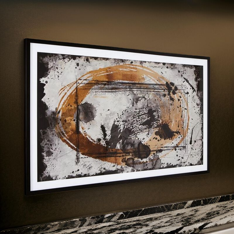 37 x 63 Inch Wall Art Decor, Framed Acrylic, Modern Abstract Black, Brown image number 1