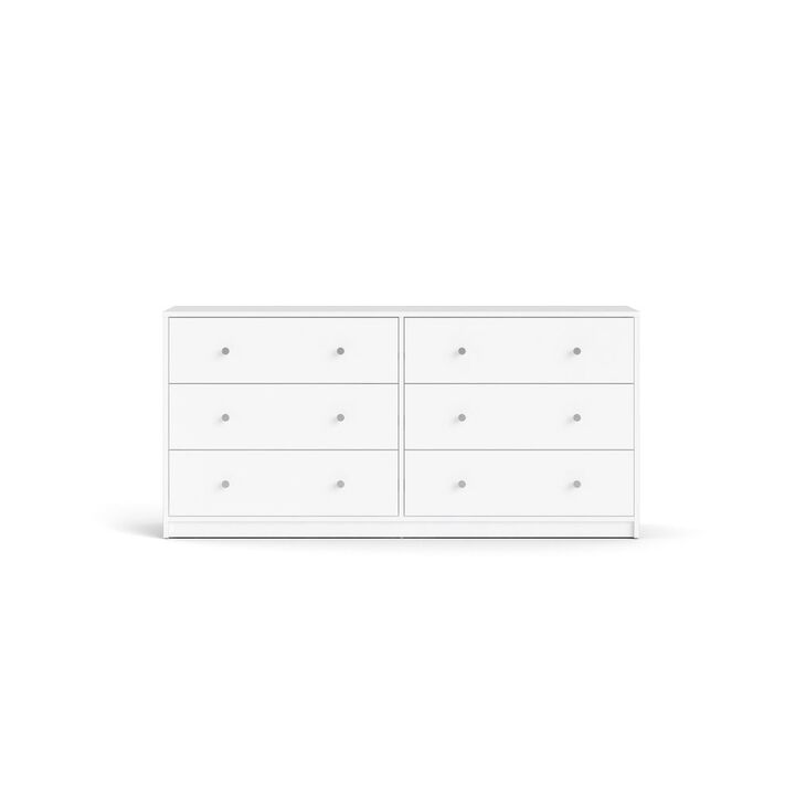 Tvilum Portland 6 Drawer Double Dresser, White