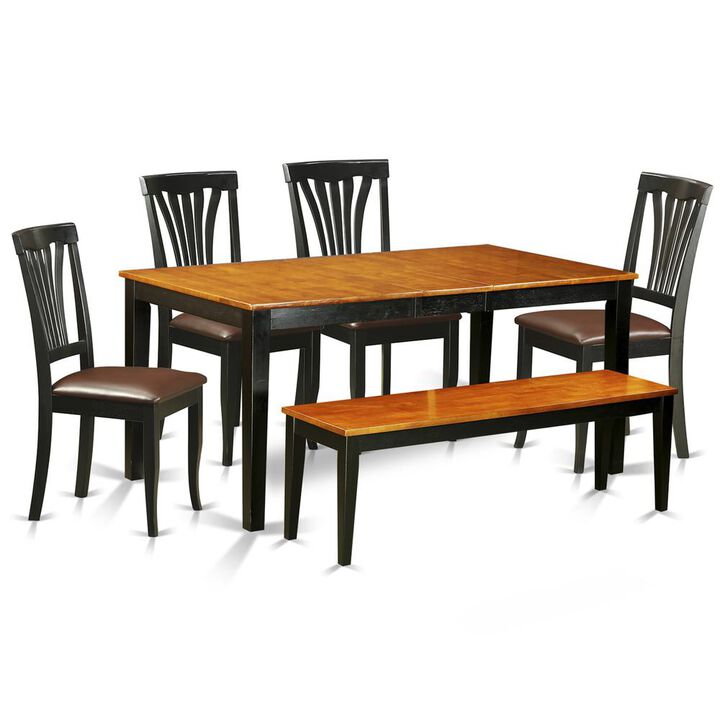 6 PC Kitchen Table set-Dining Table and 4 Dining Chairs plus a bench