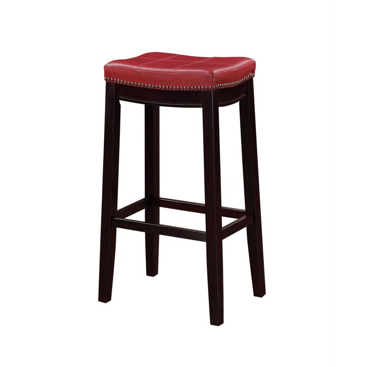 Linon Classic Bar Stool with Faux Leather Padded Seat