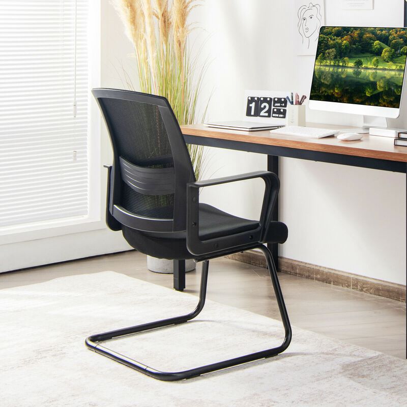 Set of 2 Conference Chairs with Lumbar Support-Black image number 2