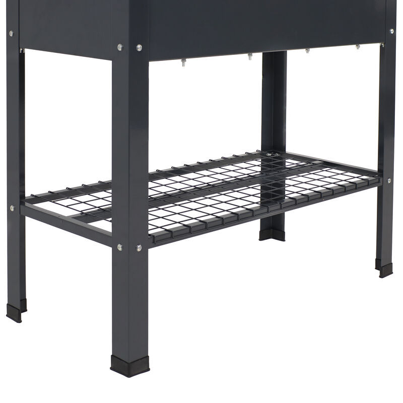 Sunnydaze Galvanized Steel Raised Bed with Mesh Shelf - Set of 2