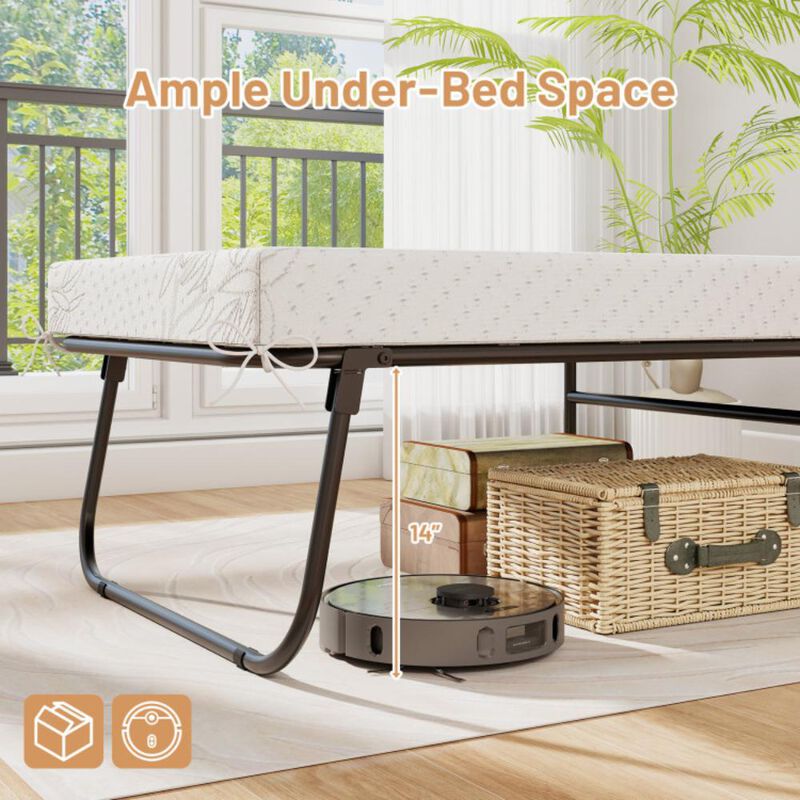 Hivvago Folding Bed with Mattress Cot Size with Memory Foam