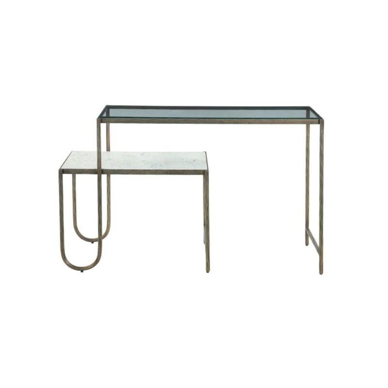 World Interiors Sonoma 50" Nesting Console Table with Marble and Glass image number 2