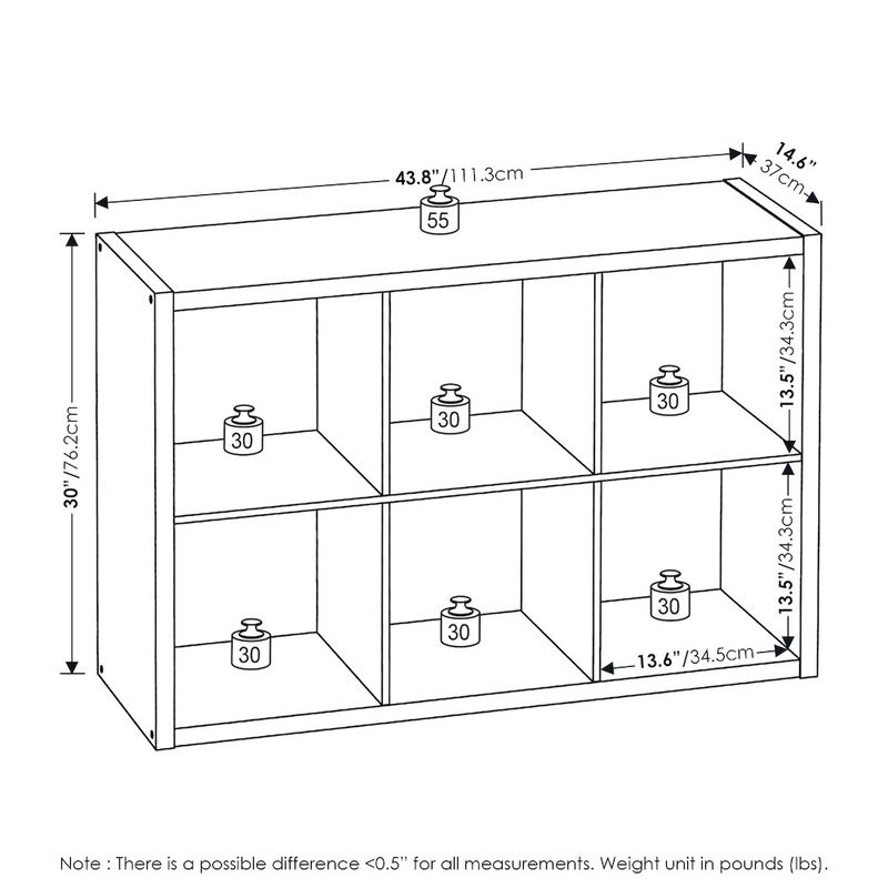 Cubicle Open Back Decorative Cube Storage Organizer, 6-Cube, Amber Pine