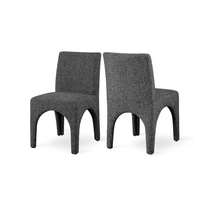 Meridian Furniture Gramercy Black Linen Textured Fabric Dining Chair, Set of 2