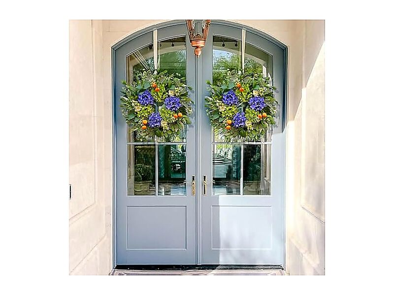 Spring Wreaths Front Door 24 Inch Summer Wreath Outdoor Silk Hydrangea White image number 3