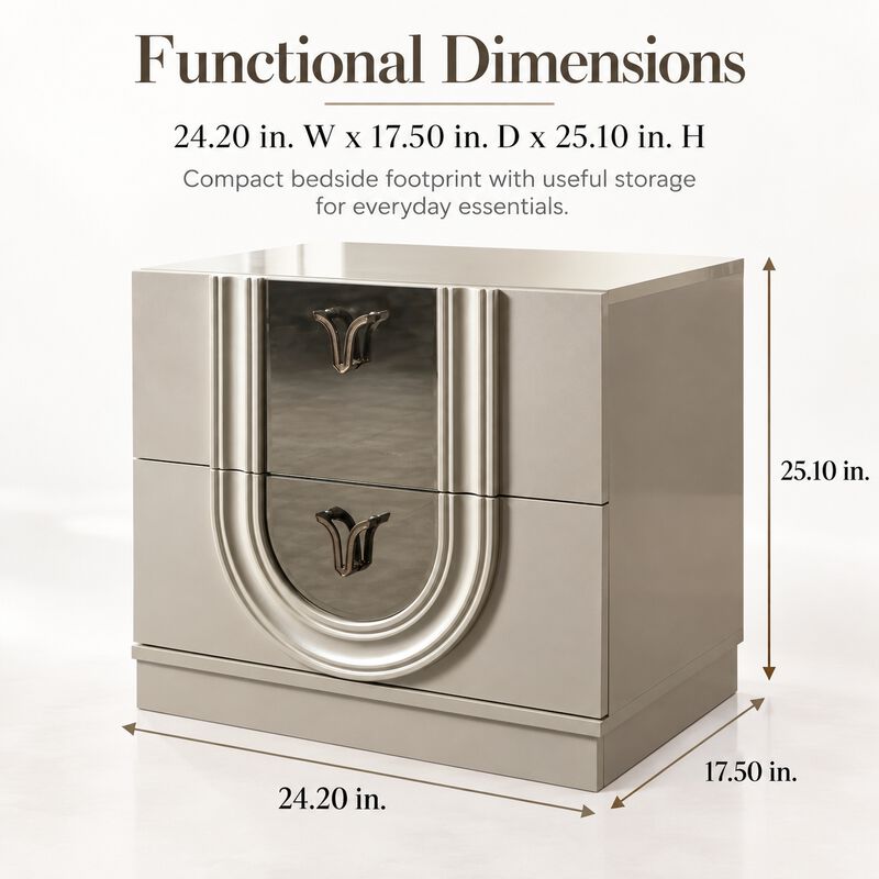 Miralqessa Mirrored 2-Drawer Nightstand image number 5