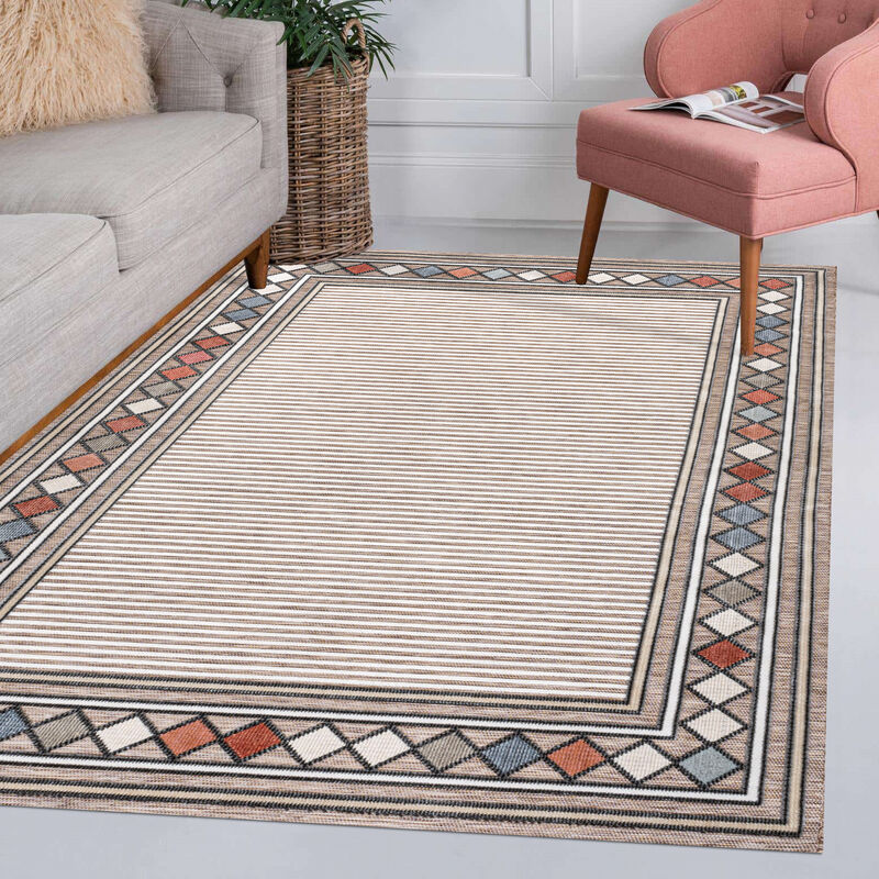 Sebastian High-Low Modern Diamond Border Area Rug