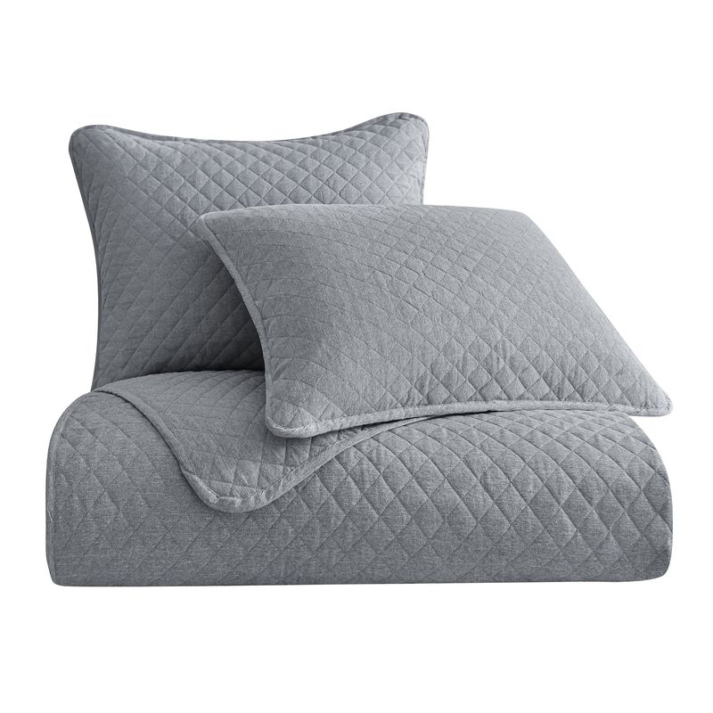 Anna Full/Queen Gray Quilted Coverlet Set image number 0