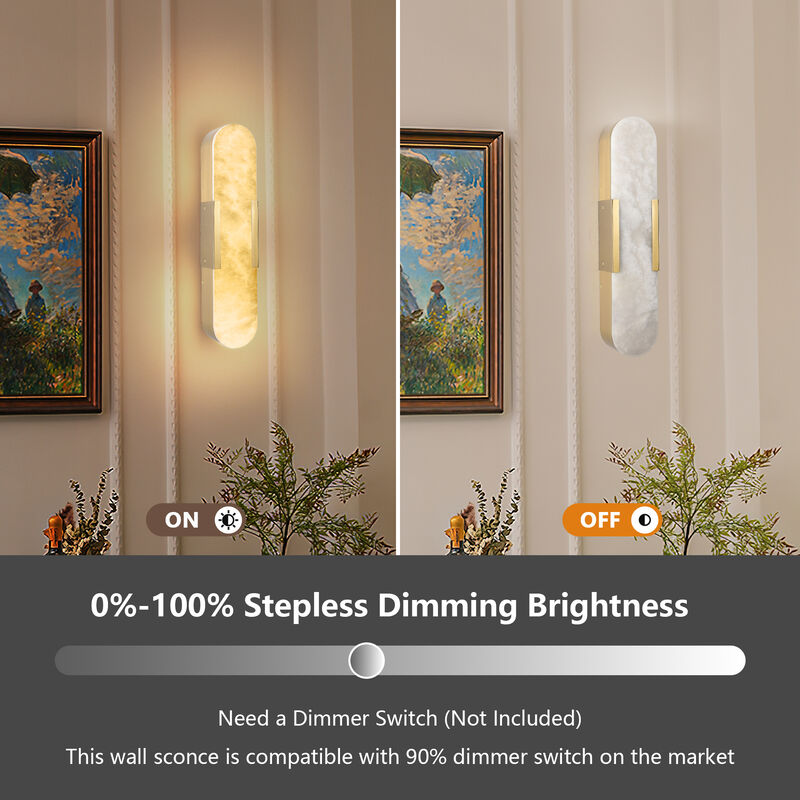 3.5 in. 1-Light LED Wall Sconce with Stone Shade (Set of 2) image number 2