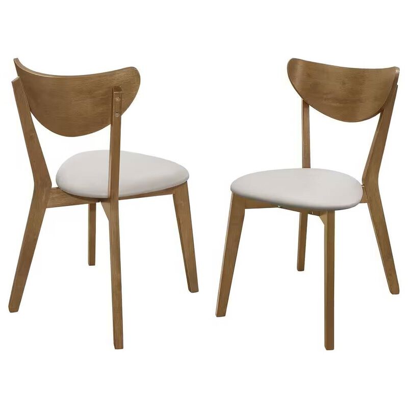 Set of 2 Stylish Mid-Century Modern Wood Dining Chairs with Faux Leather Seats