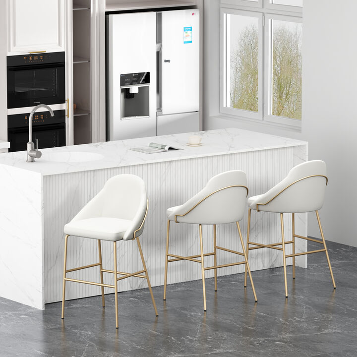 Gracie Barstools in White and Gold (Set of 3)