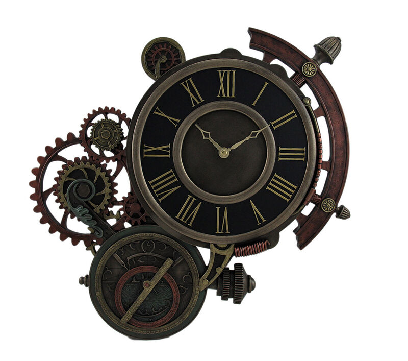 Mechanical Steampunk Astrolabe Star Tracker Wall Clock 17 Inch image number 0