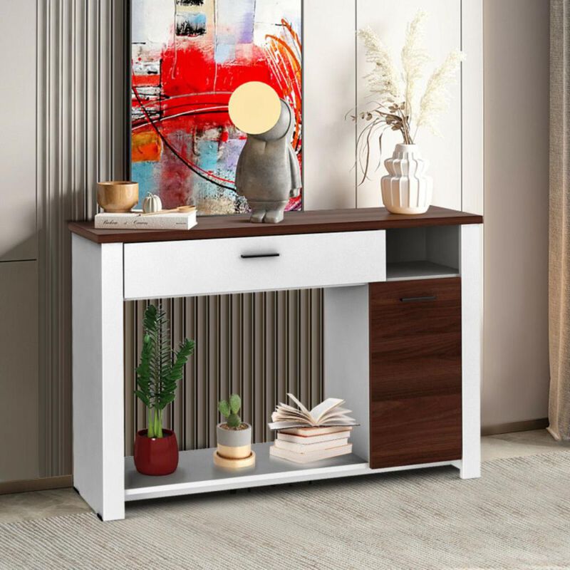 Hivvago 48 Inch Console Table with Drawer and Cabinet