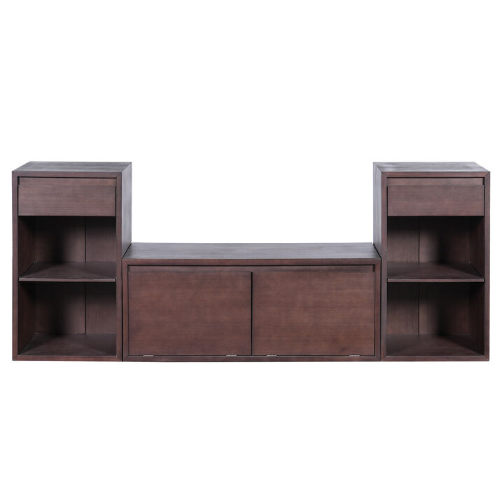 Merax Farmhouse Storage Bench with Seating, Drawers, Shoe Shelves & Flip-Down Boot Storage