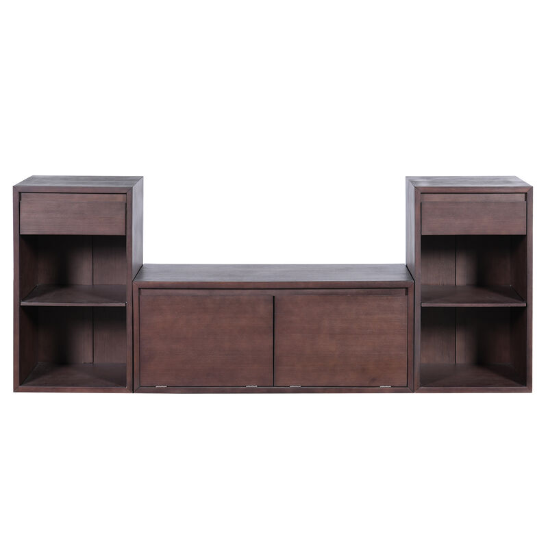 Merax Farmhouse Storage Bench with Seating, Drawers, Shoe Shelves & Flip-Down Boot Storage image number 0