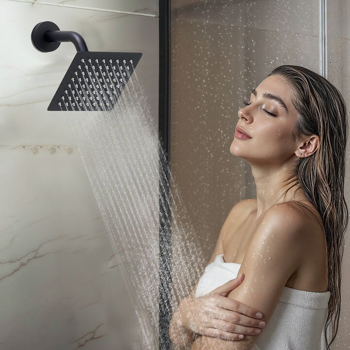 Ceiling Mount Rainfall Shower with 2-in-1 Handheld Spray, Brass Valve and Trim