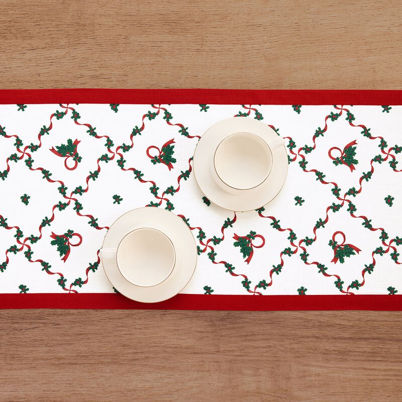 Linen Table Runner - Holly Ribbon image number 2