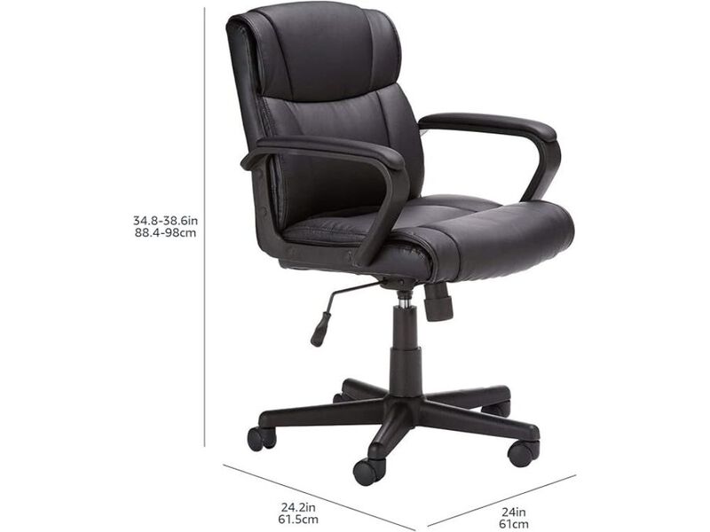Office Chair &ndash; Black Faux Leather Mid‑Back Task Seat with Wheels, Armrests & Adjustable Height image number 1