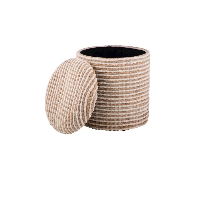 Carolina Chair & Table Handwoven Heracles Cotton Jute Stripe Storage Ottoman