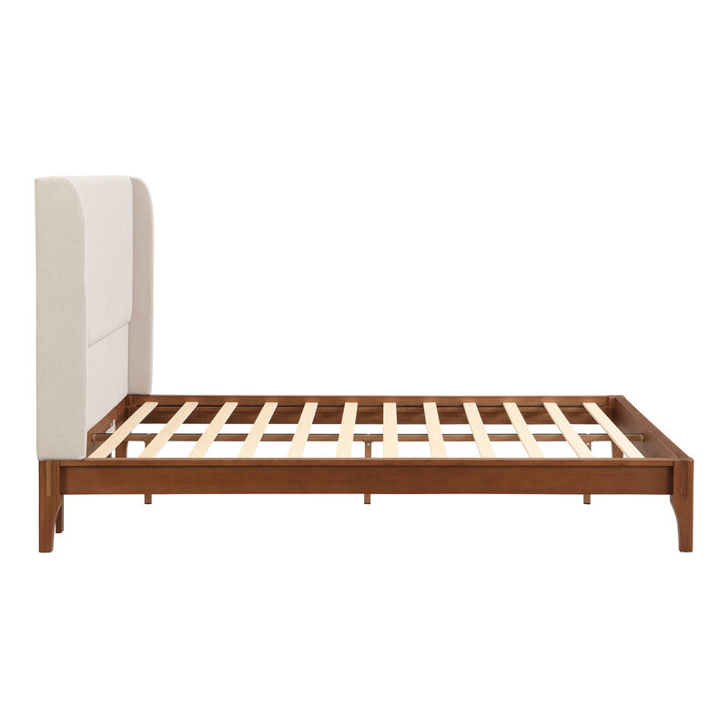 Merax Bamboo Wood Platform Bed with Upholstered Headboard image number 4
