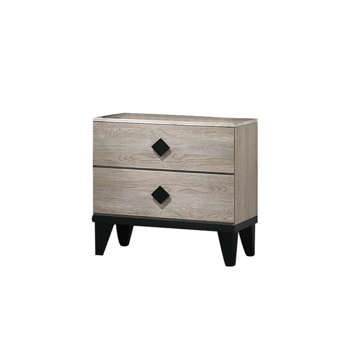 Streamdale Smithson Nightstand With 2 Drawers Storage In Cream Finish