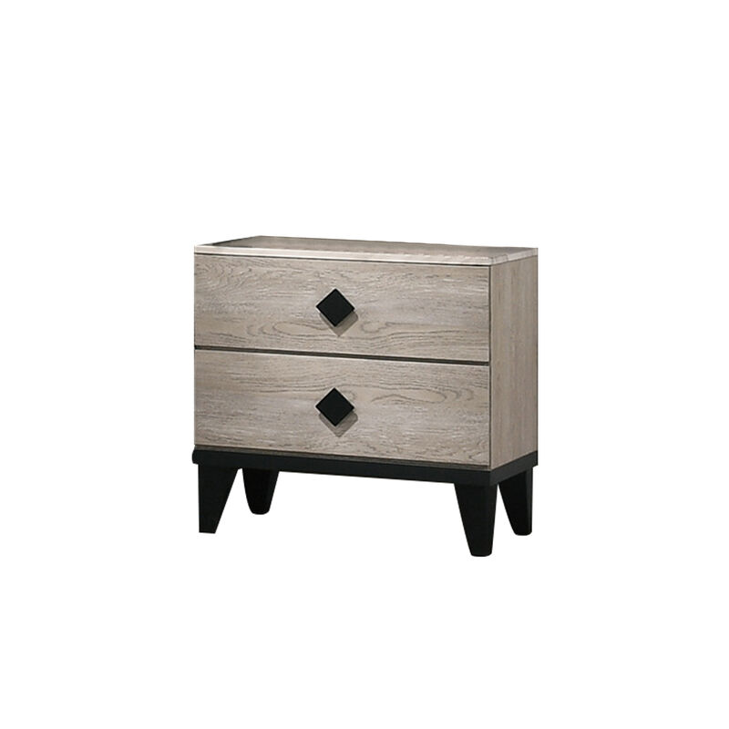 Streamdale Smithson Nightstand With 2 Drawers Storage In Cream Finish