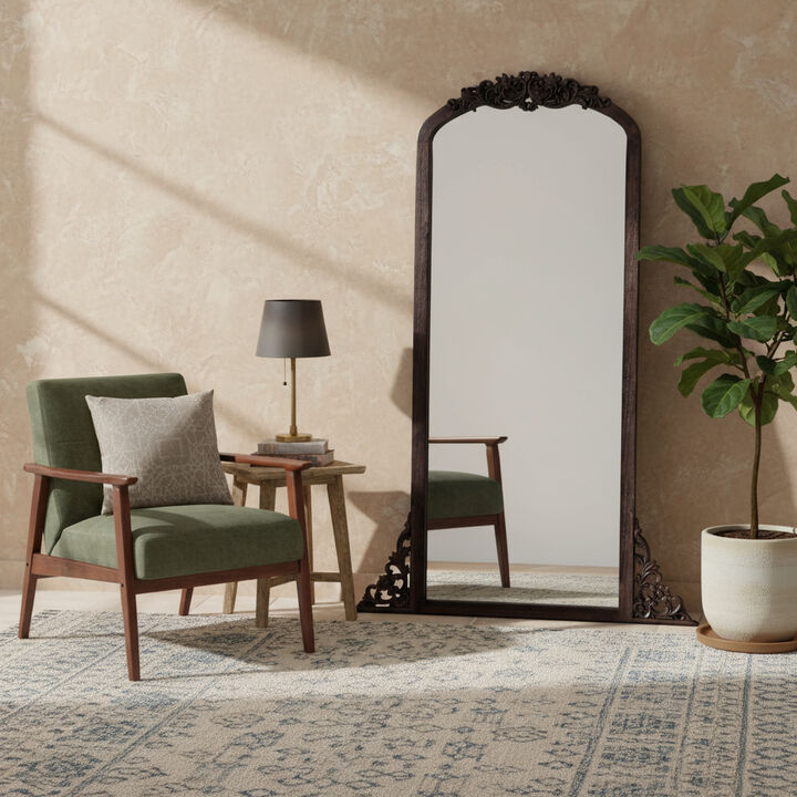 HomeRoots 67" Brown Solid Wood Framed Full Length Mirror