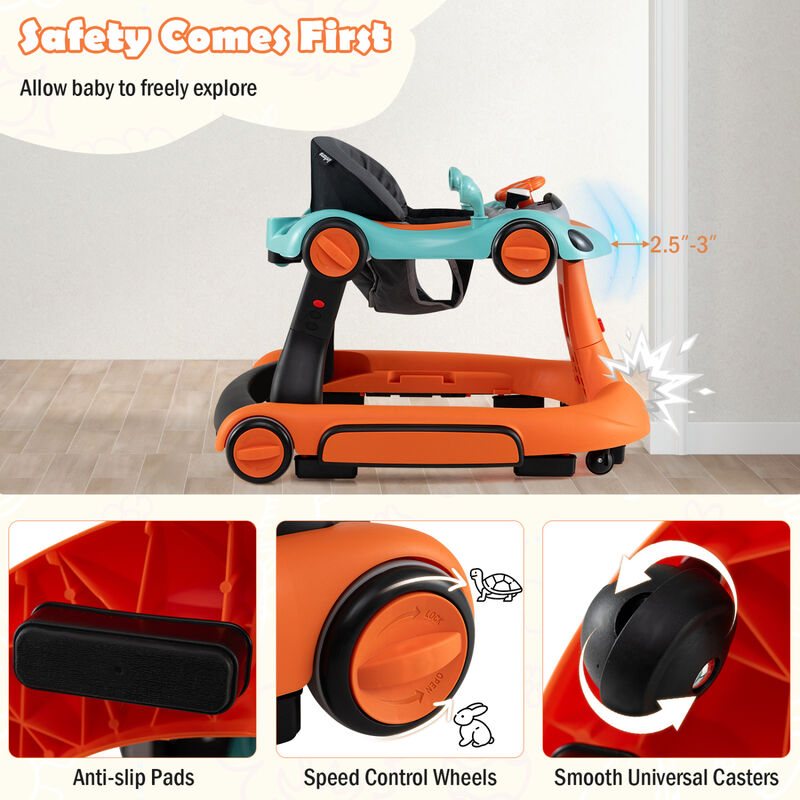6-in-1 Portable Baby Walker with Canopy and Activity Center with Music image number 6