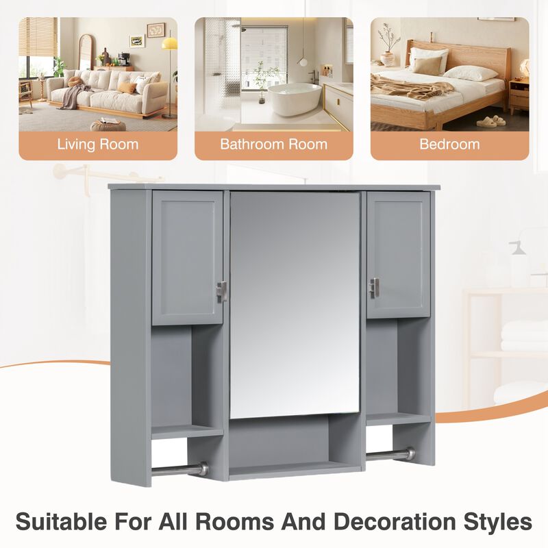 ELEMENT ACE Modern Wall Mounted Bathroom Storage Cabinet with Mirror and Towel Bar image number 8
